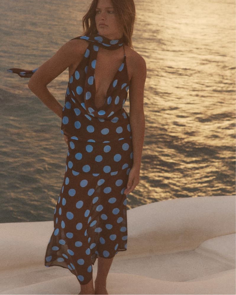 Brown Polka Dot Sheer Skirt - Image 1