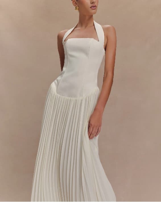 Stacie Pleated Halter Dress - Image 3