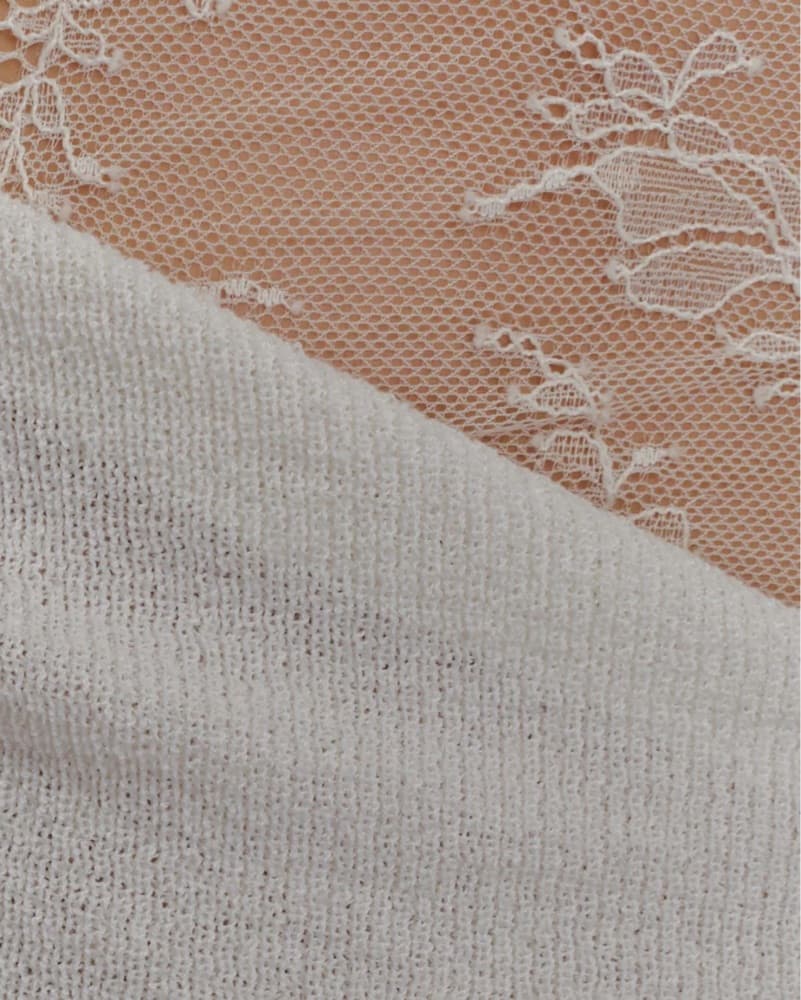 MESHKI Luxie Lace Knit Mini Dress Ivory - Image 4