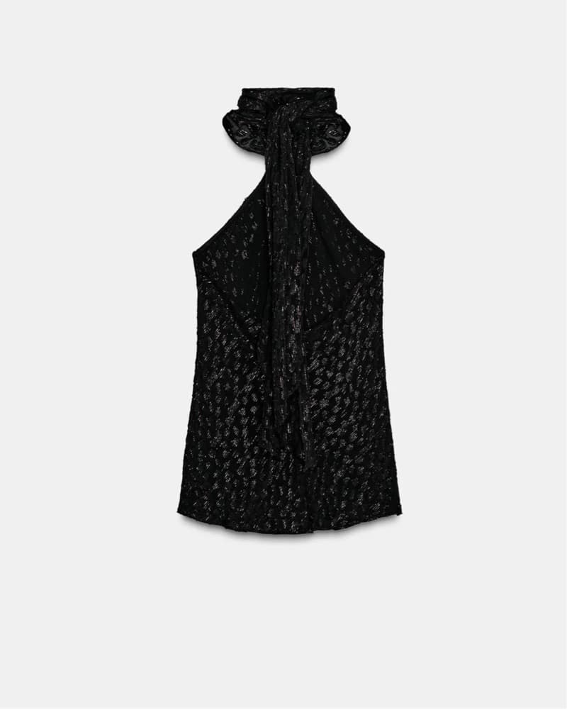 Metallic Thread Trim Halter Top - Image 5