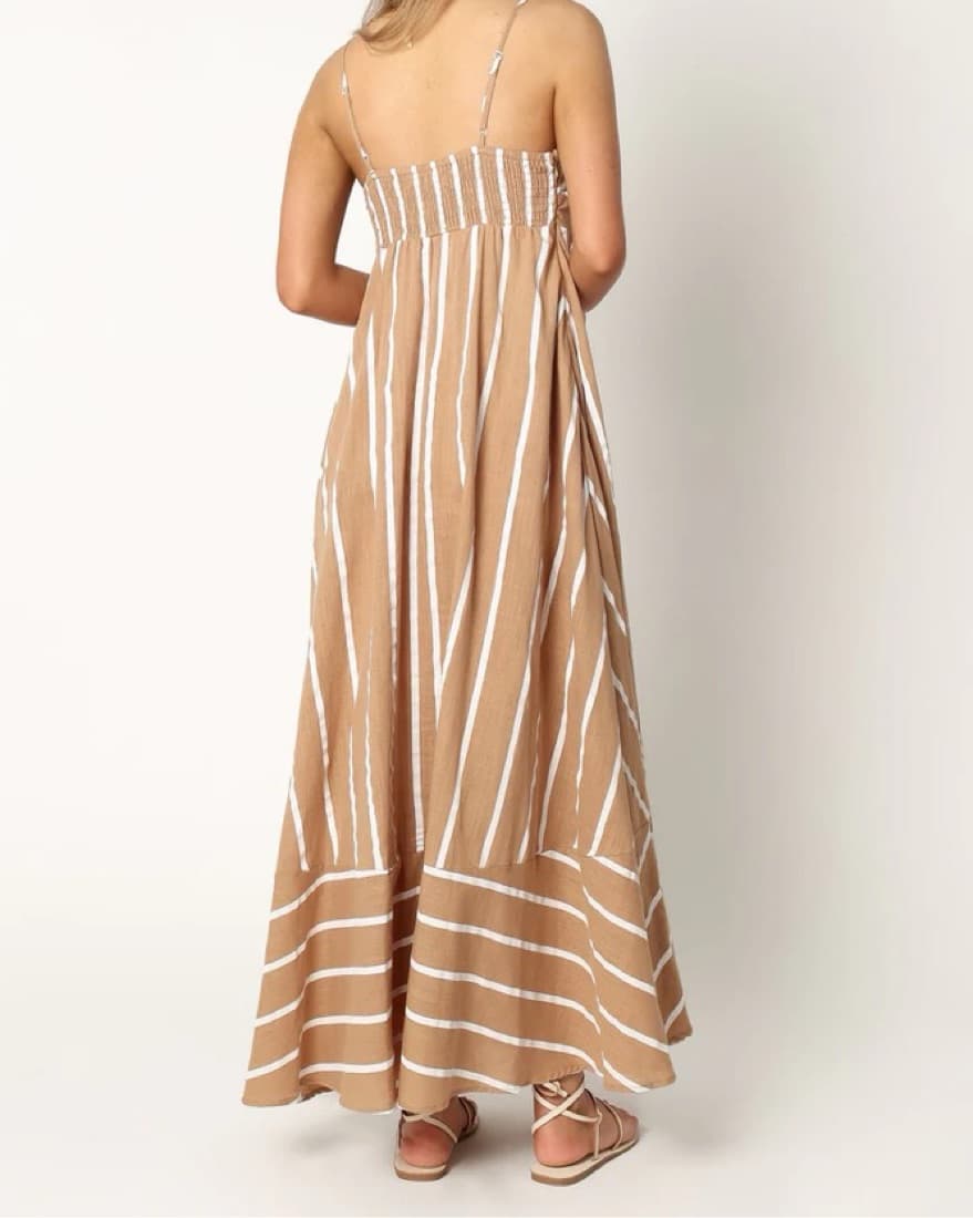 Petal & Pup Brea Maxi Dress - Tan Stripe - Image 3
