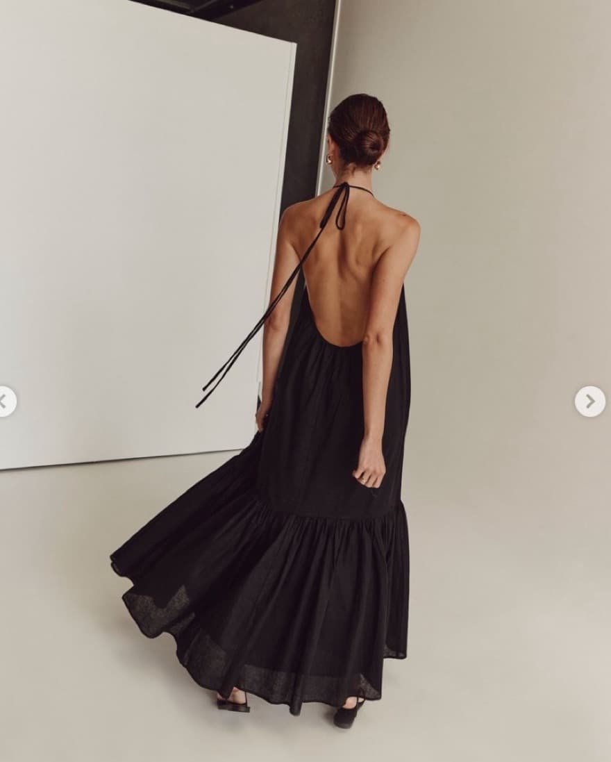 Dissh Black Halter Backless Linen Maxi - Image 1