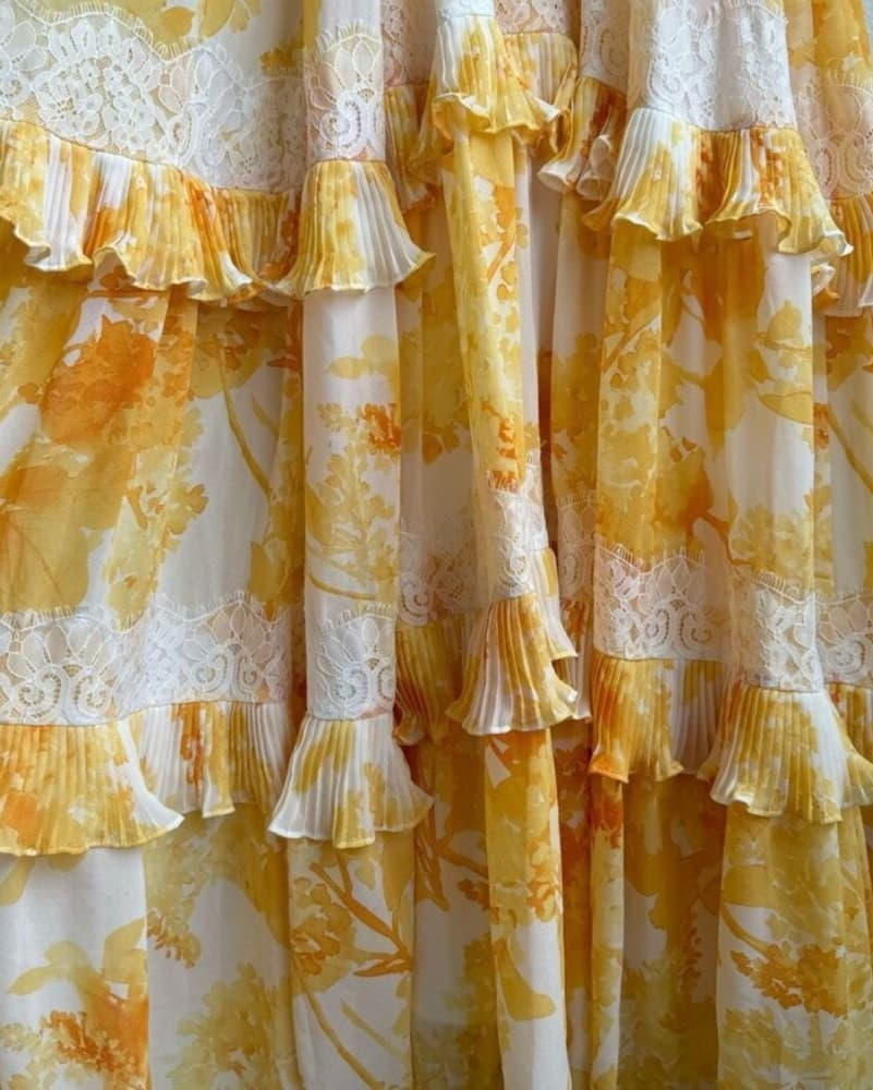 BHLDN Ava Floral Yellow Organza Dress - Image 6
