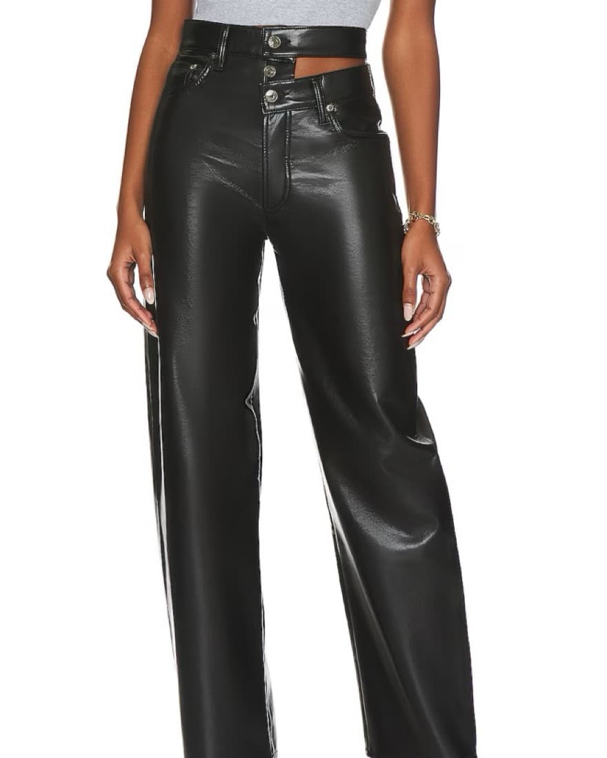 AGOLDE Leather Broken Waistband Pants - Image 2