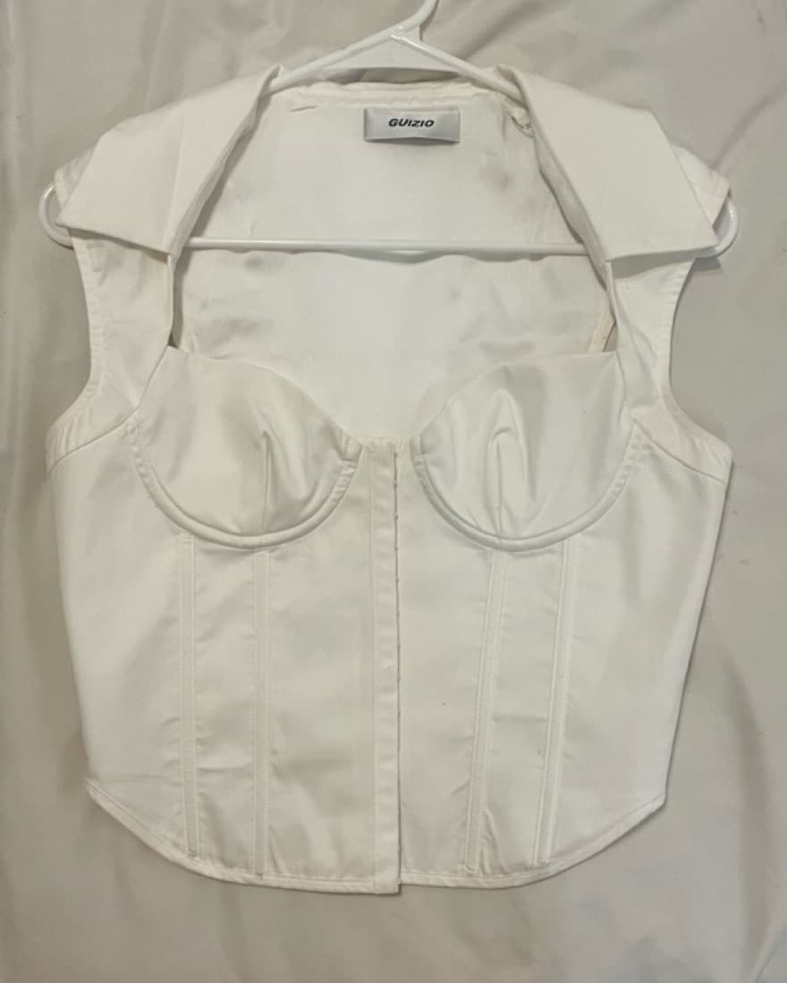 Danielle Guizio White Collar Corset Top  - Image 3