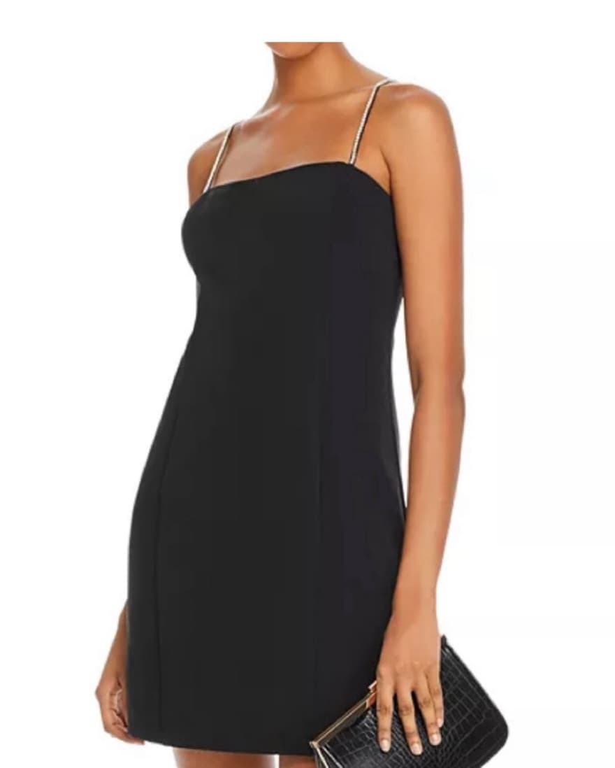 Aqua Black Dress With Rhinestone Straps - Image 1