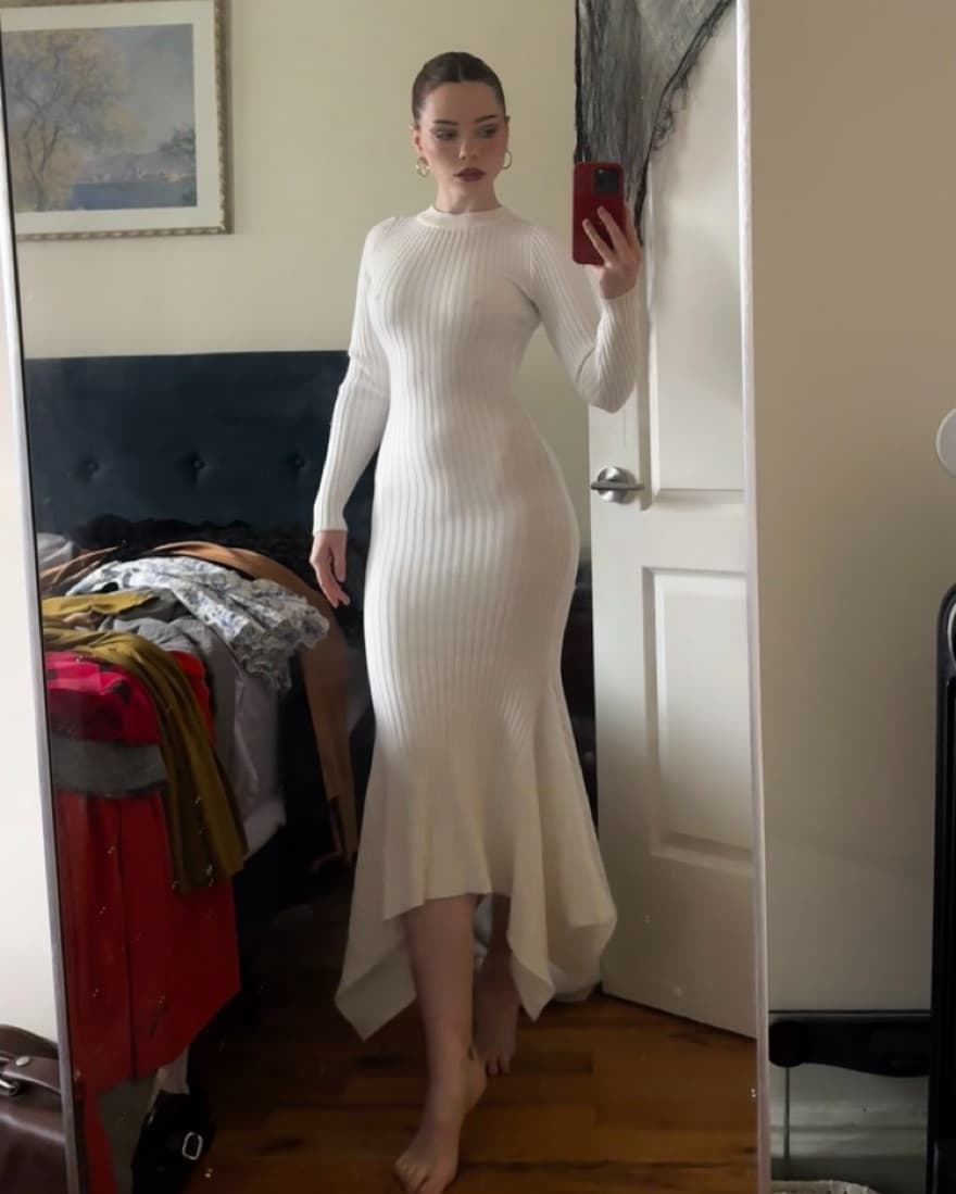 White Long Sweater Dress - Image 1