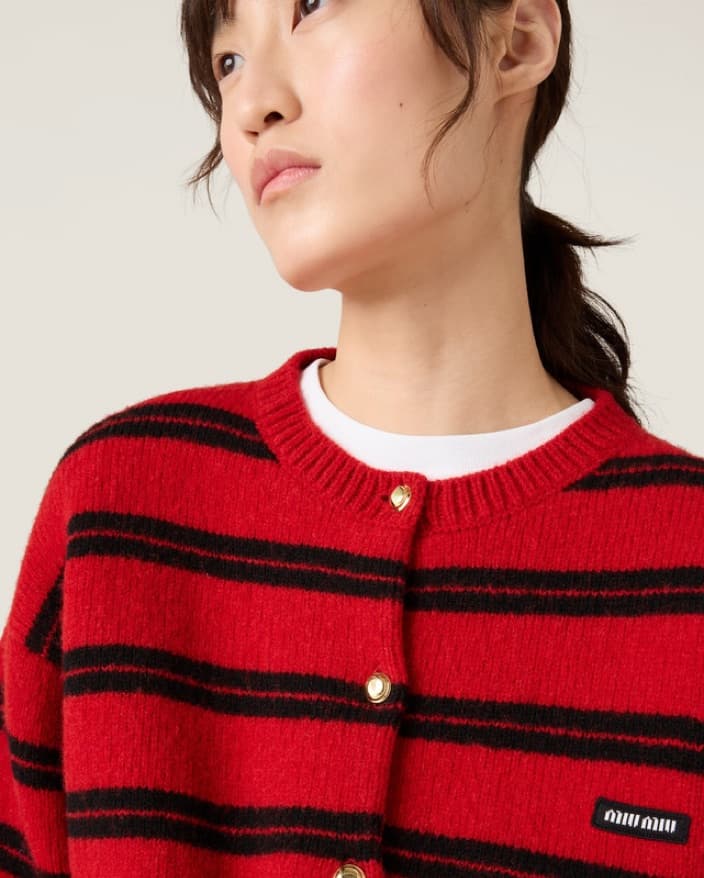 Miu Miu Red Shetland Knit Cardigan - Image 1