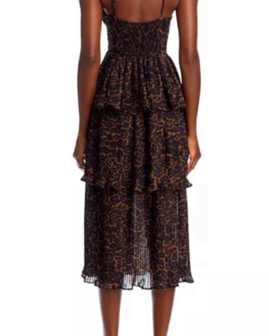 Aqua Leopard Pleated Tier Dress  - Image 2