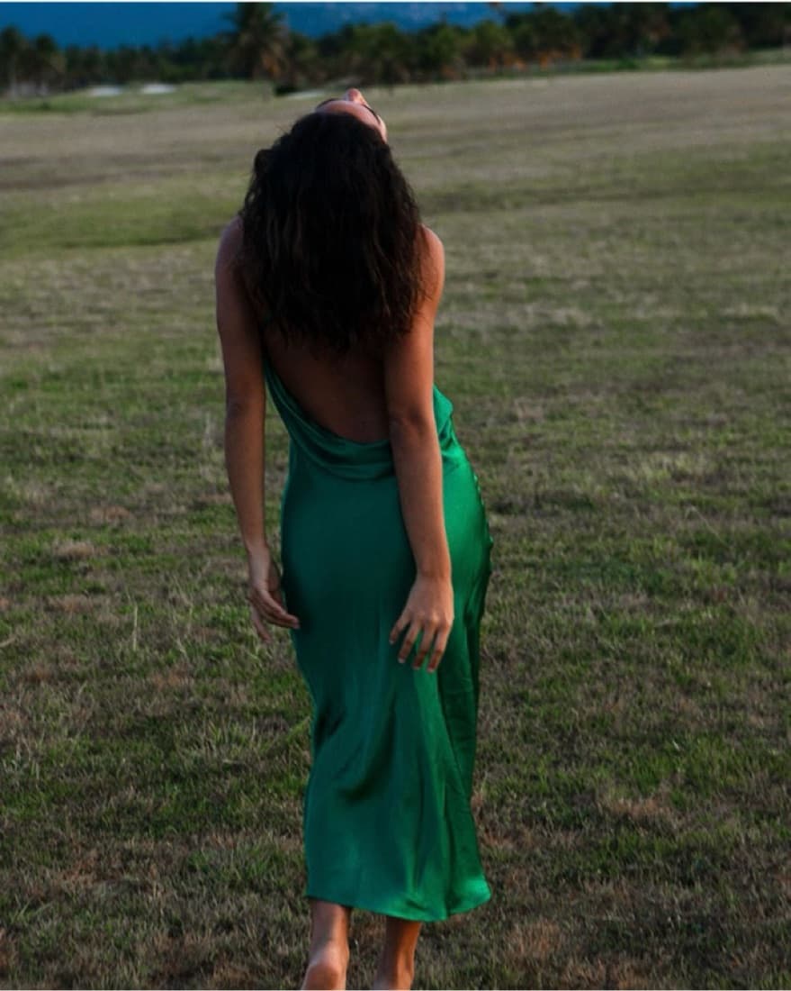 Rat & Boa Green Satin Dress - Image 5