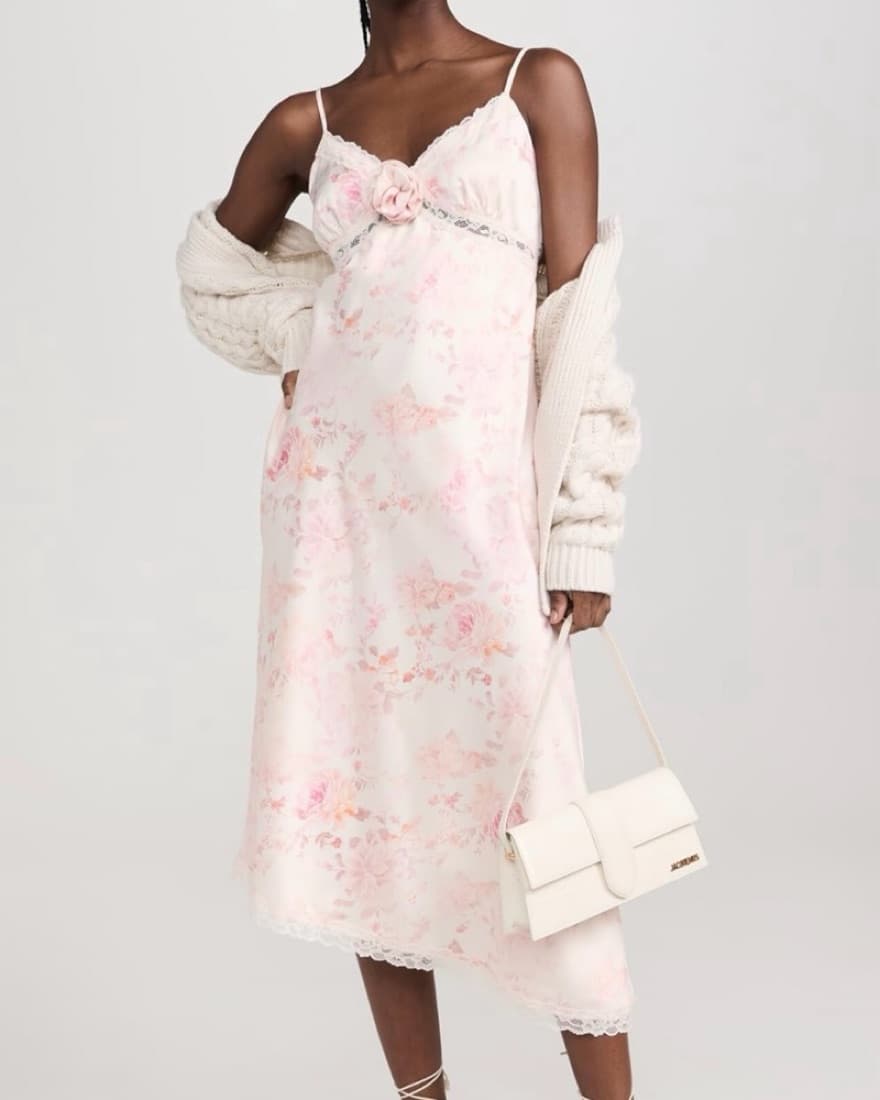 WAYF Lace Trim Slip Dress - Image 1