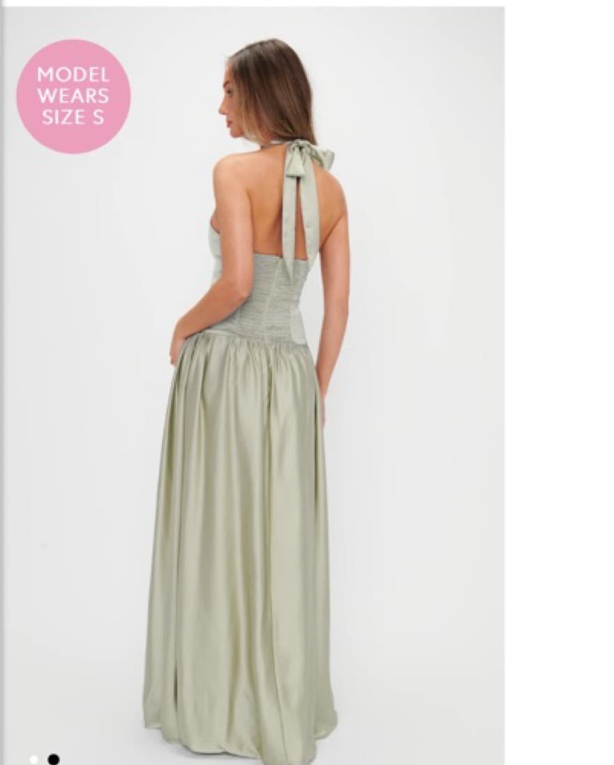 Show Me Your Mumu Sage Green Satin Dress - Image 3
