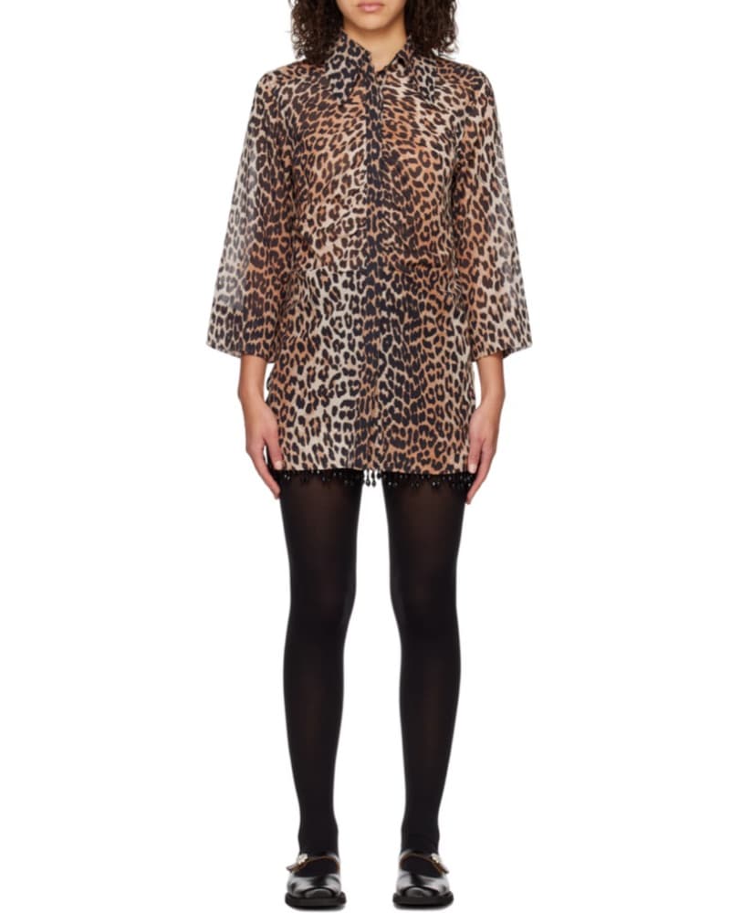Ganni Brown Leopard Minidress - Image 1