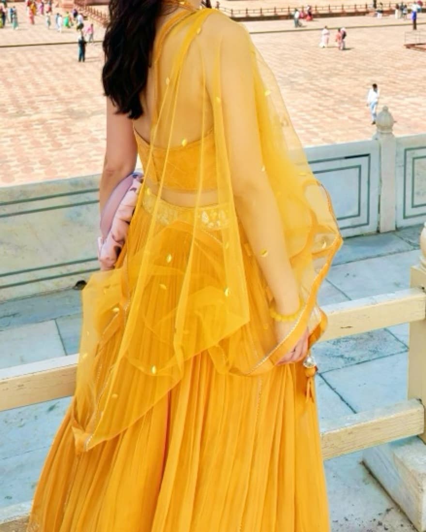 Tumeric Yellow Indian Lehenga - Image 3