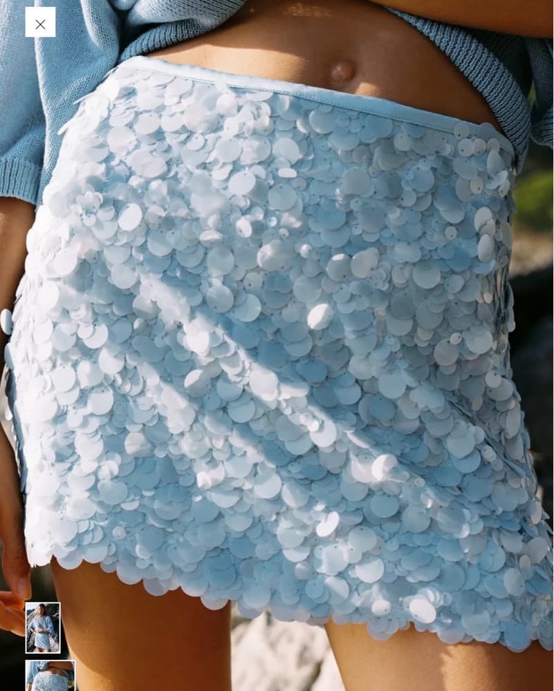 Zara Blue Sequin Mini Skirt - Image 2