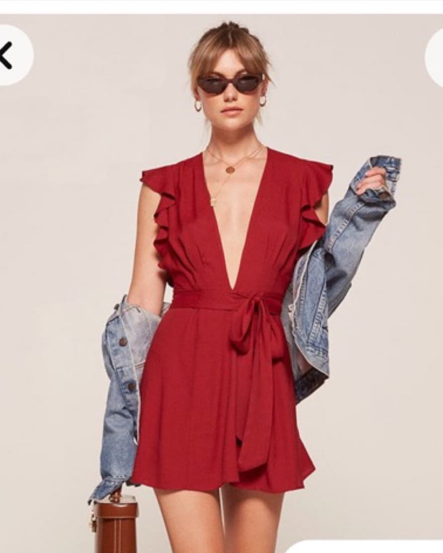 Reformation Red Mini Wrap Dress - Image 2