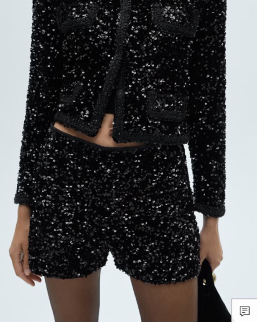 MANGO Black Sequin Shorts - Image 3