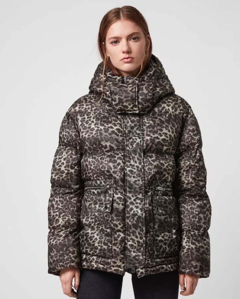 All Saints Leopard Print Puffer Jacket - Image 1