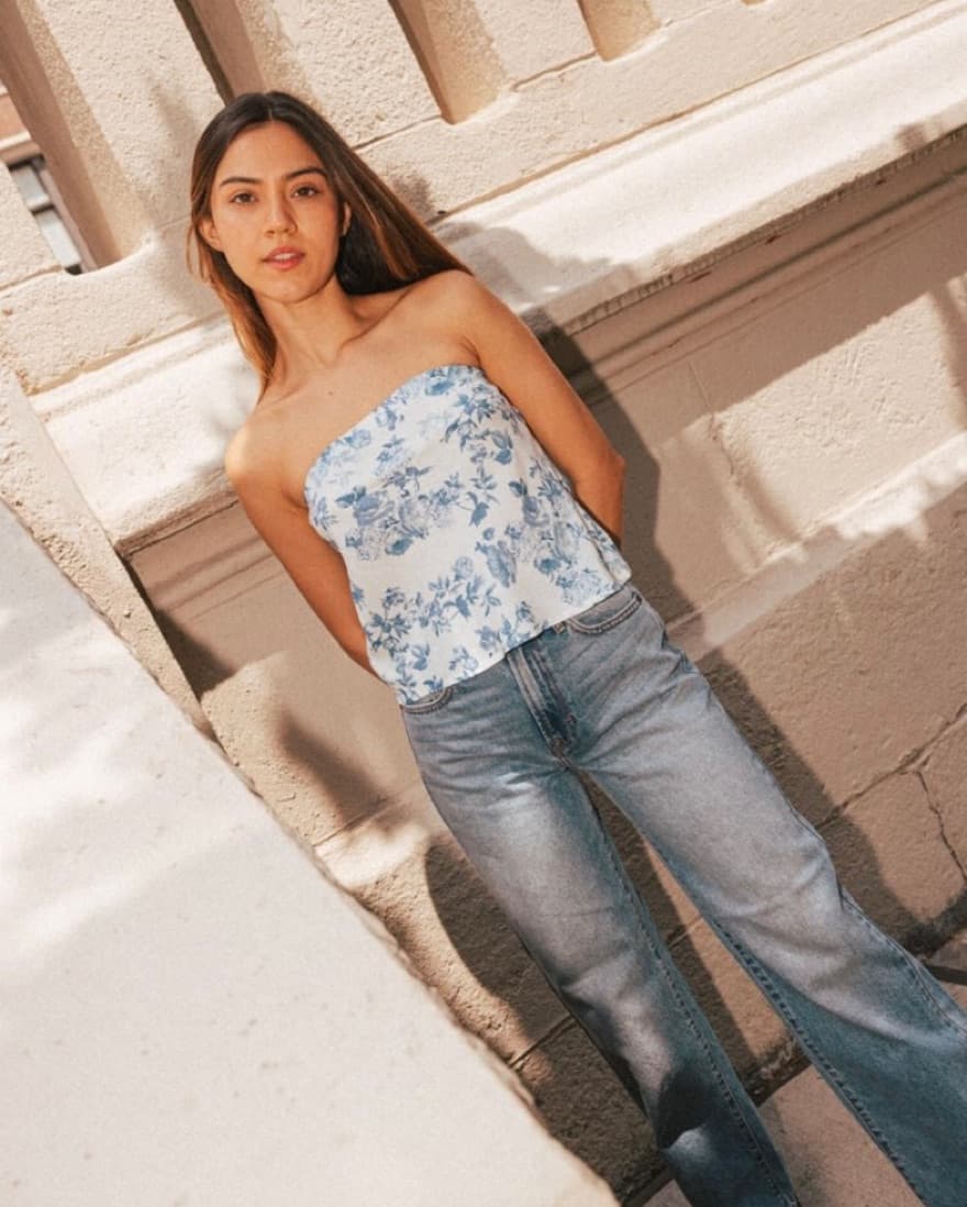 Olivaceous Royal Flower Strapless Top  - Image 2