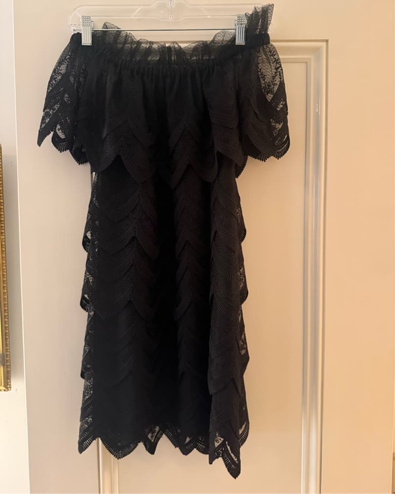 Alexis Black Lace Off Shoulder Dress - Image 4