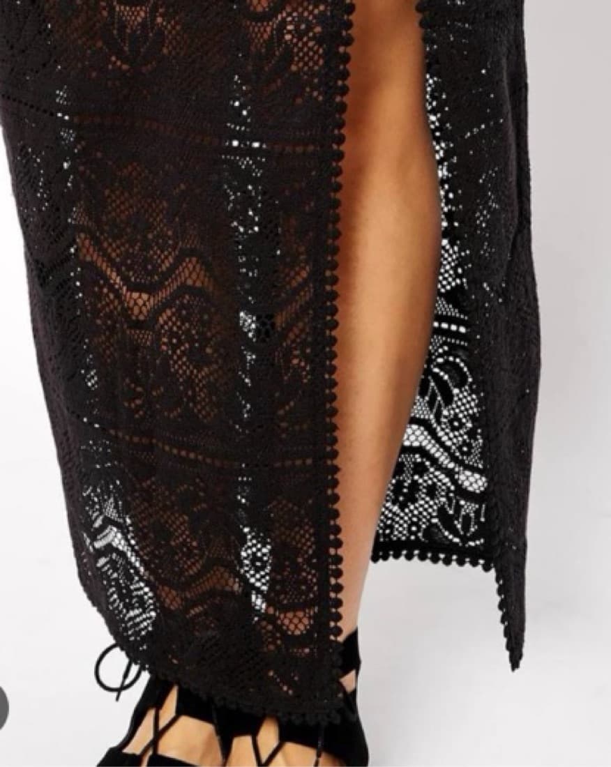 Black Lace Maxi W/Slit - Image 2