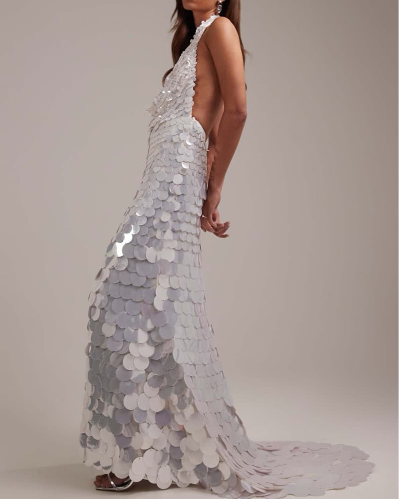 Stunning Sequined Halter Gown - Image 2
