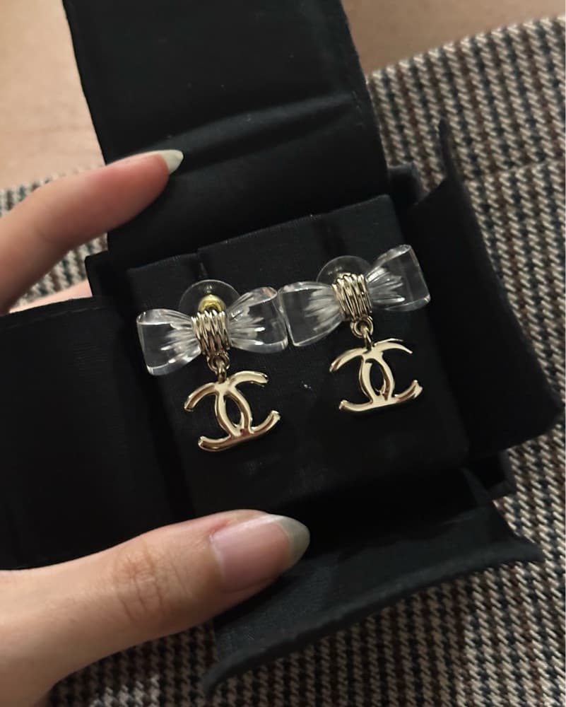 Chanel Bow Pendant Earrings  - Image 1