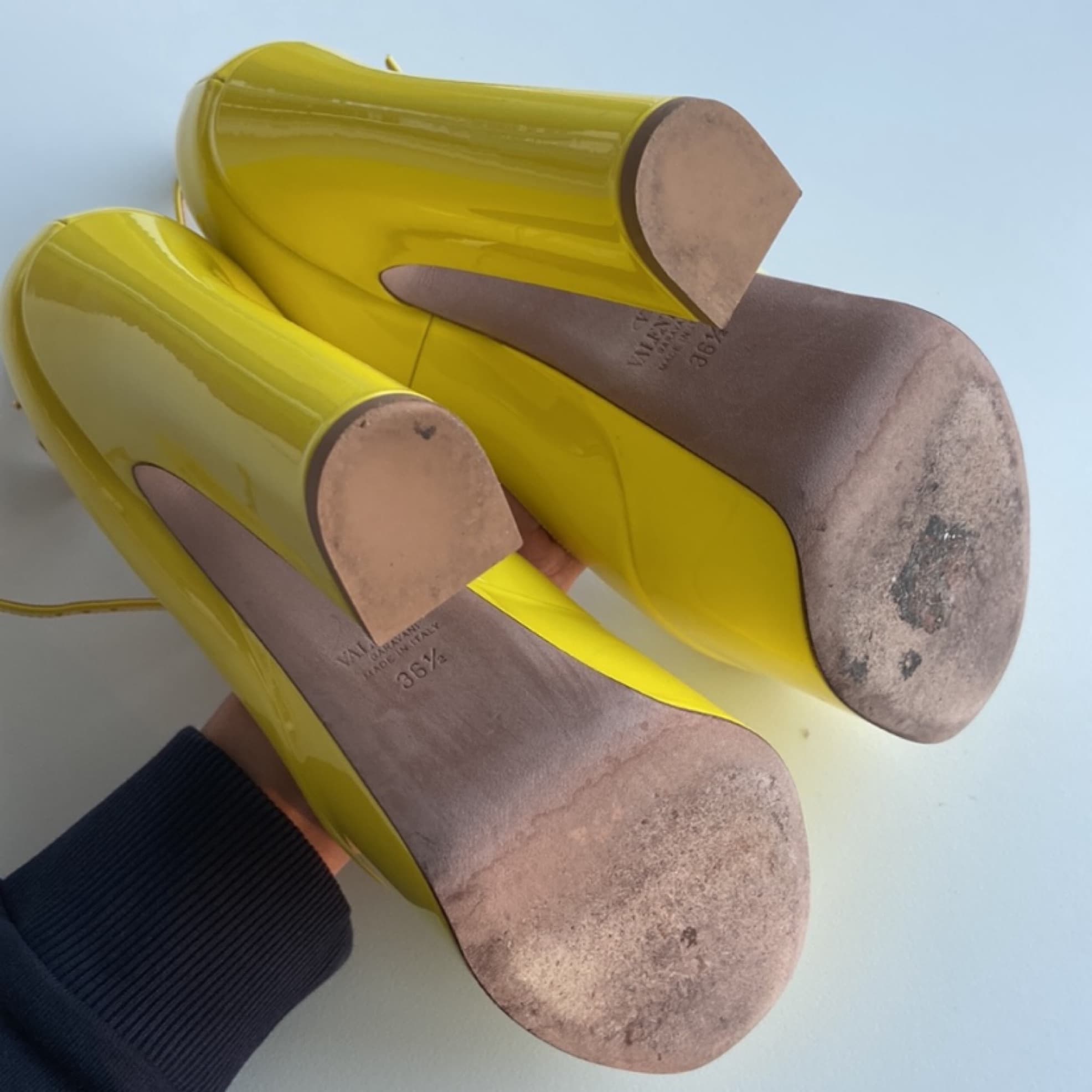 Valentino Tan-go Platform Heels Yellow - Image 4