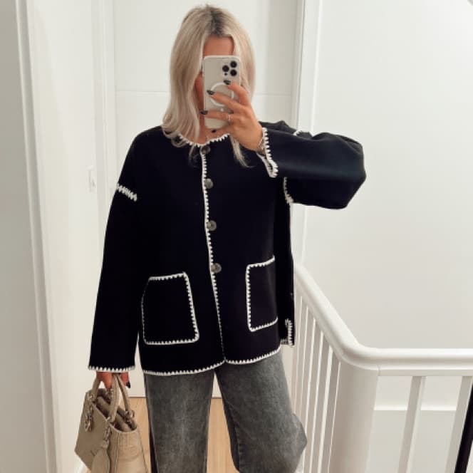 Black White Knit Pants - Image 2