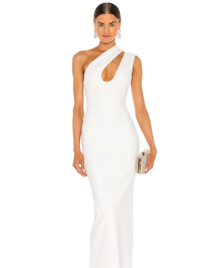 White Long Dress With Slit  - Image 1