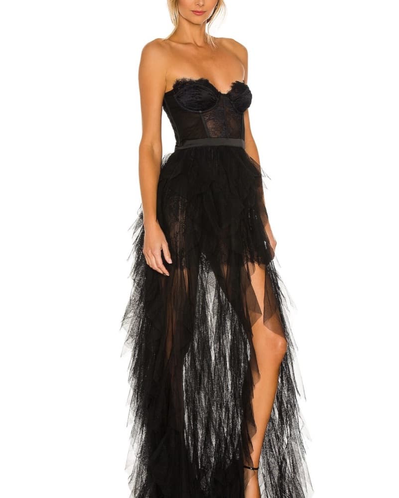 For Love & Lemons Bustier Gown In Black - Image 3