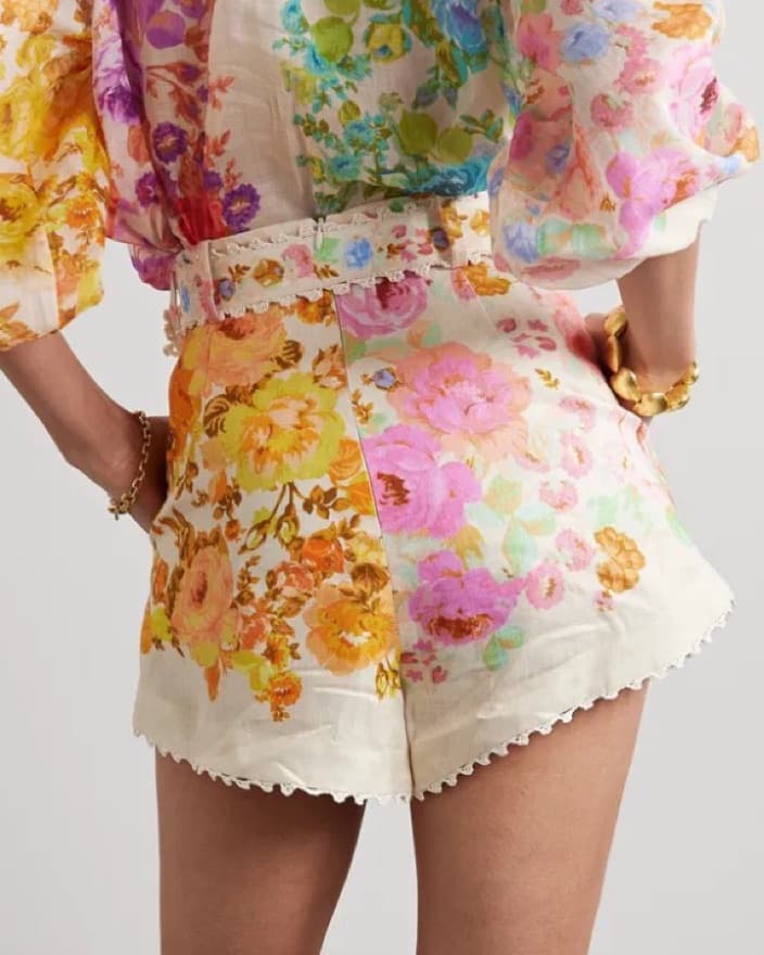 Zimmermann Raie Floral Linen Shorts - Image 3