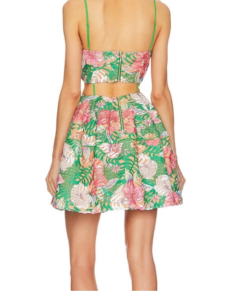 Vibrant Tropical Floral Cut-out Dress - Image 2