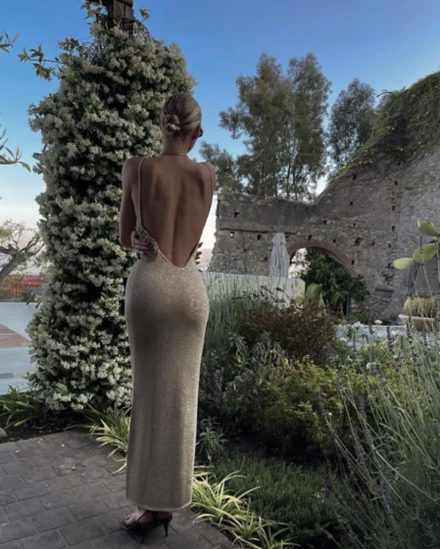 LPA JOSI MAXI DRESS SAND & SILVER GOLD - Image 4