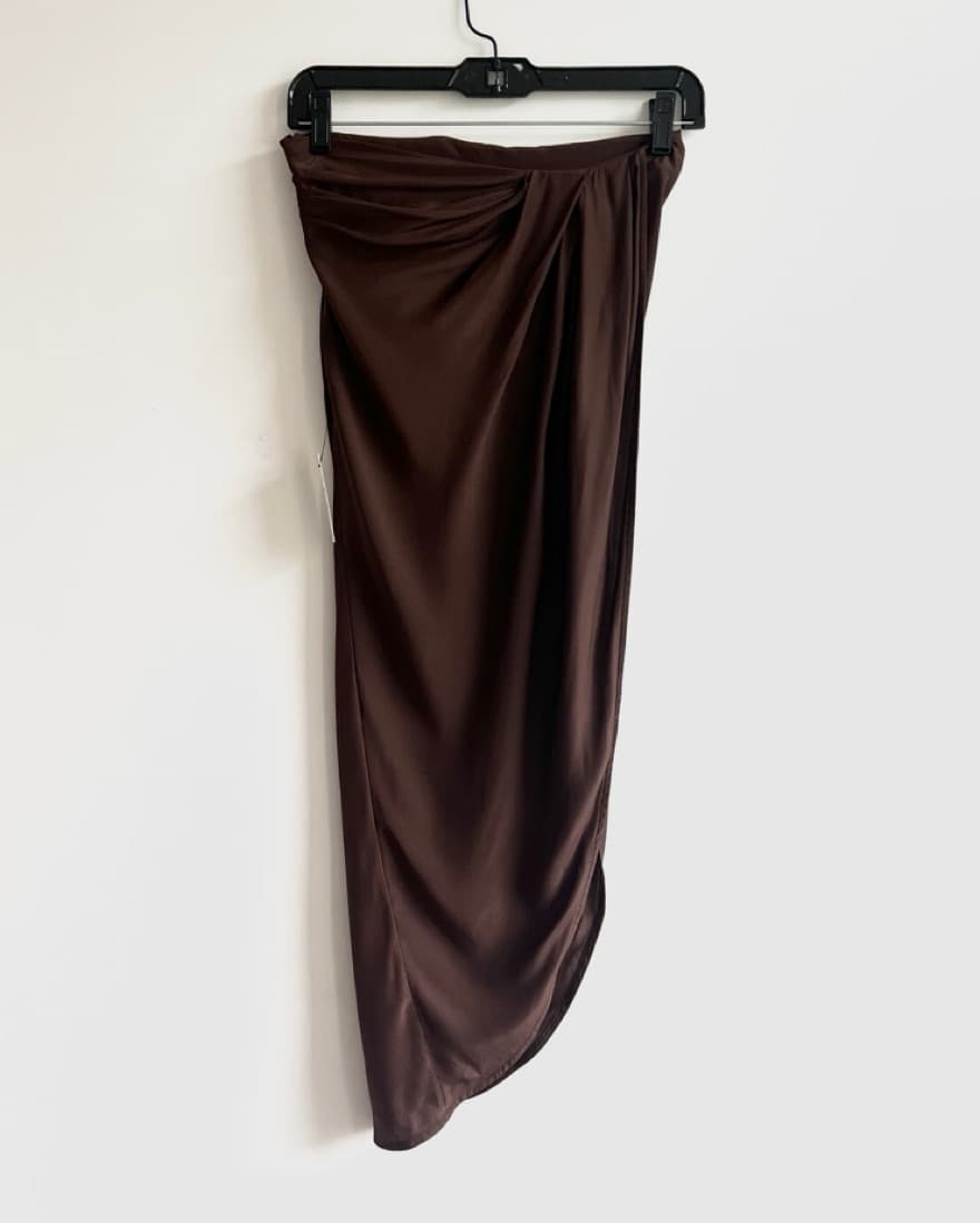 Gauge 81 chocolate brown silk wrap Skirt - Image 2