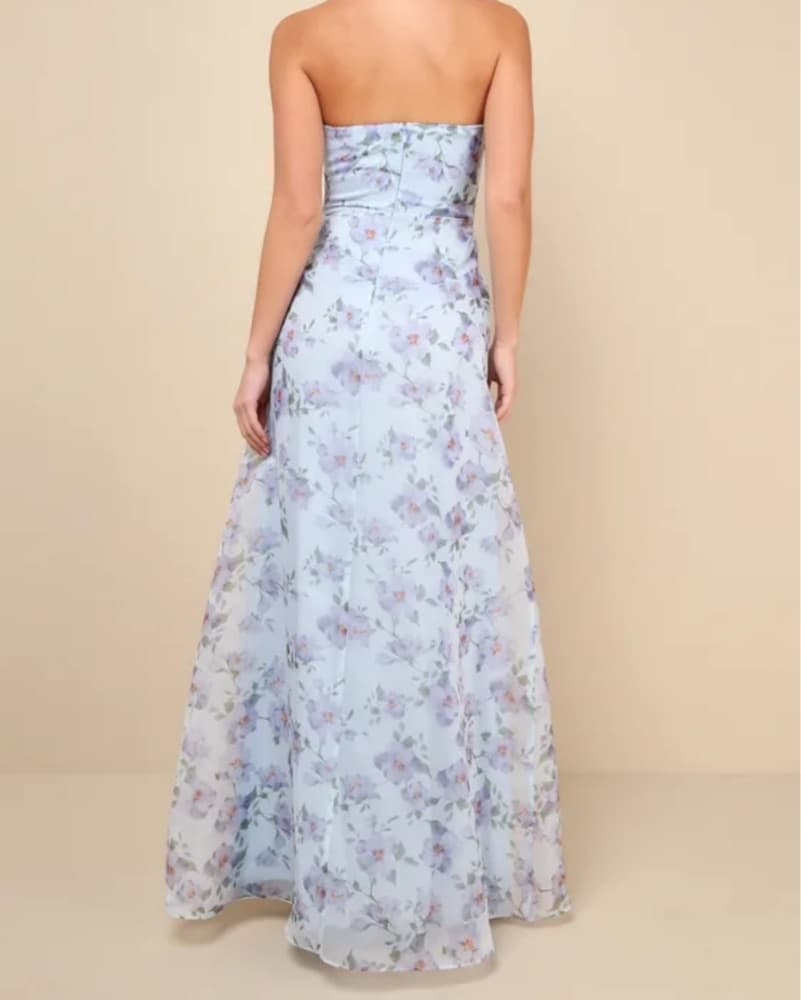Light Blue Floral Maxi Dress - Image 2