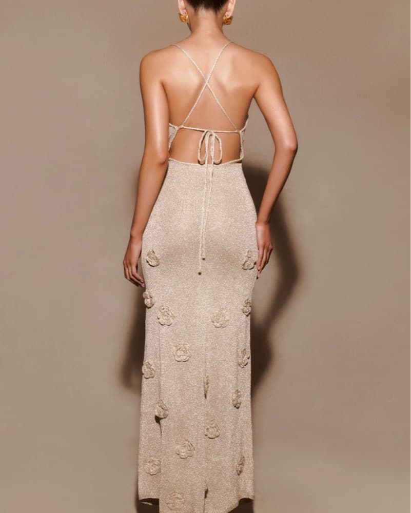 Metallic Knit Gold Dress - Image 2