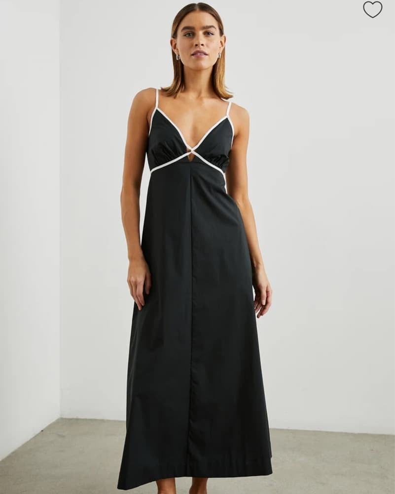 RAILS black linen white trimmed maxi - Image 3