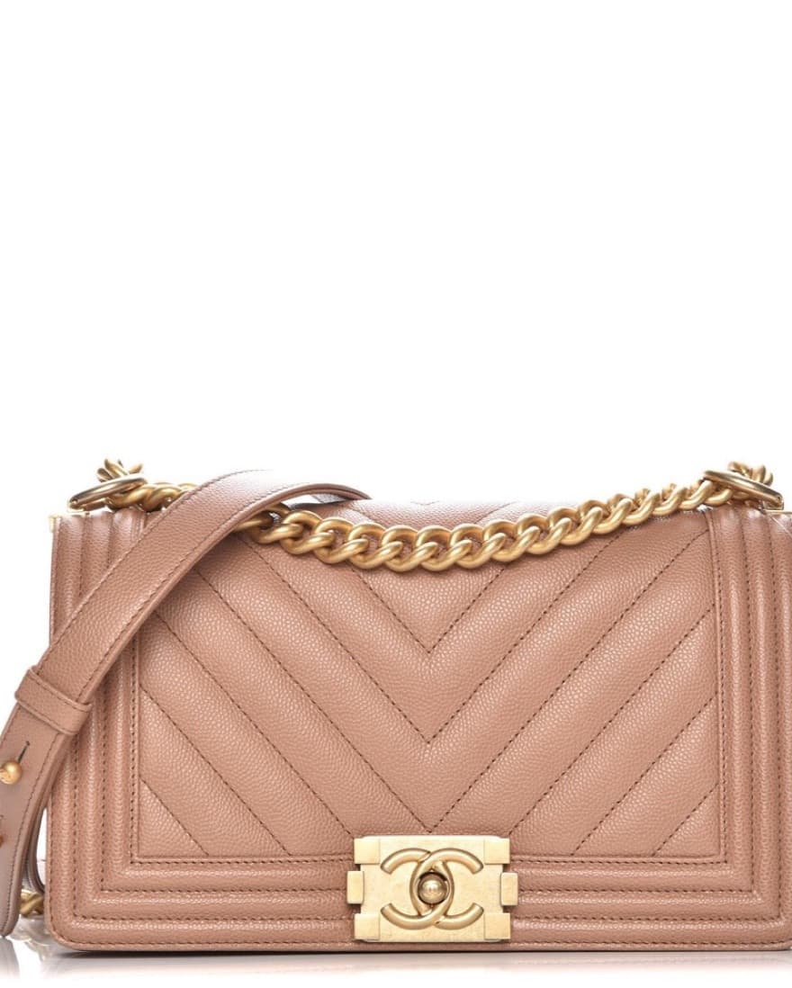 Chanel Tan Boy Bag Caviar  - Image 1