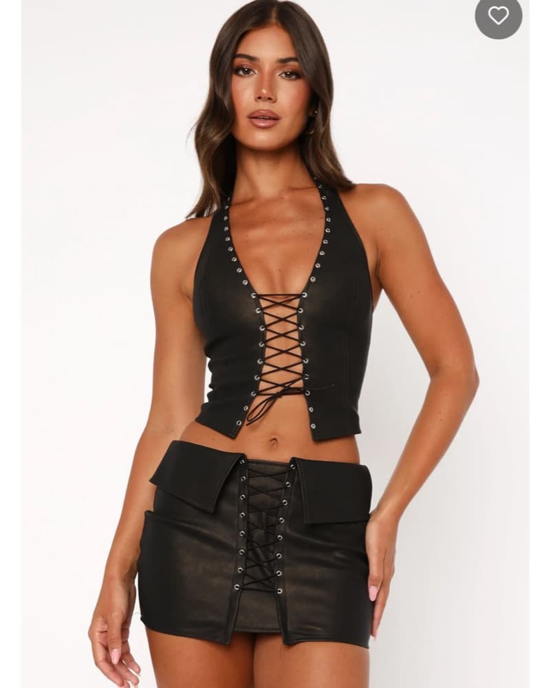 Falling Star PU Bustier Chocolate Top - Image 1