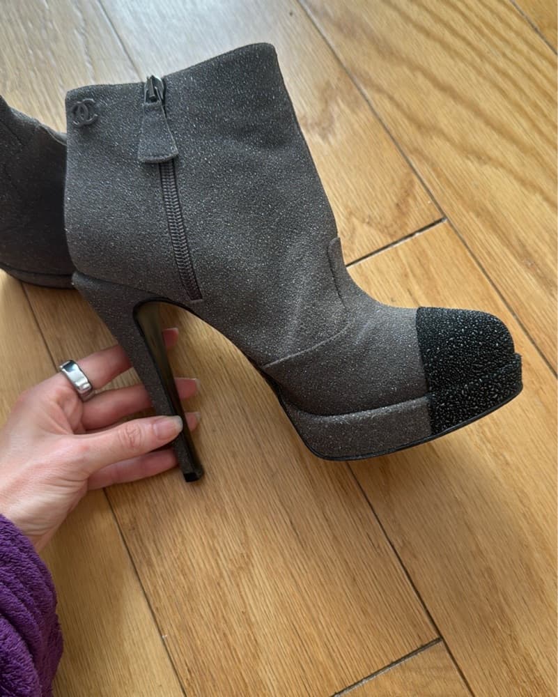 Chanel Glitter leather Ankle Booties - Image 1