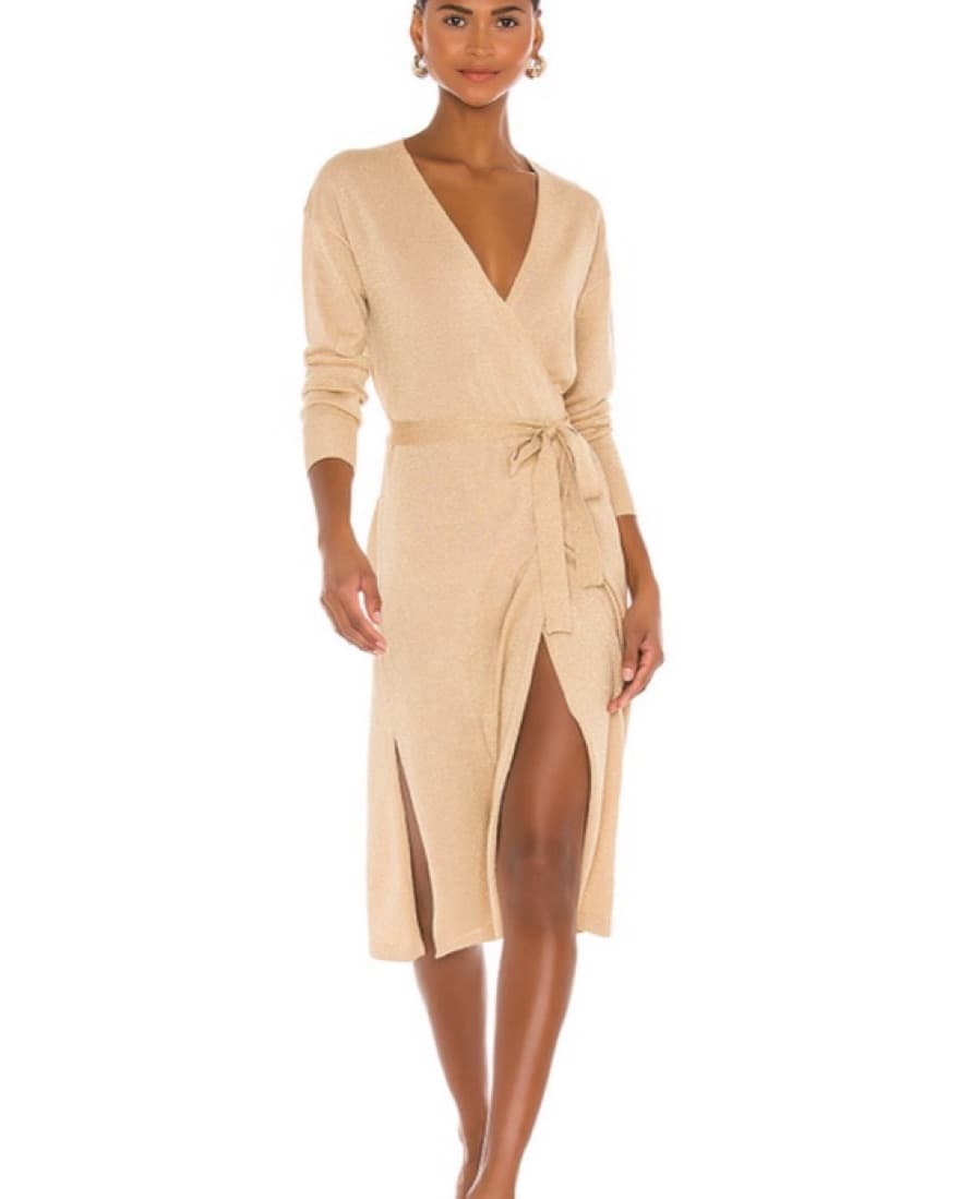 Gold Knit Wrap Dress - Image 1