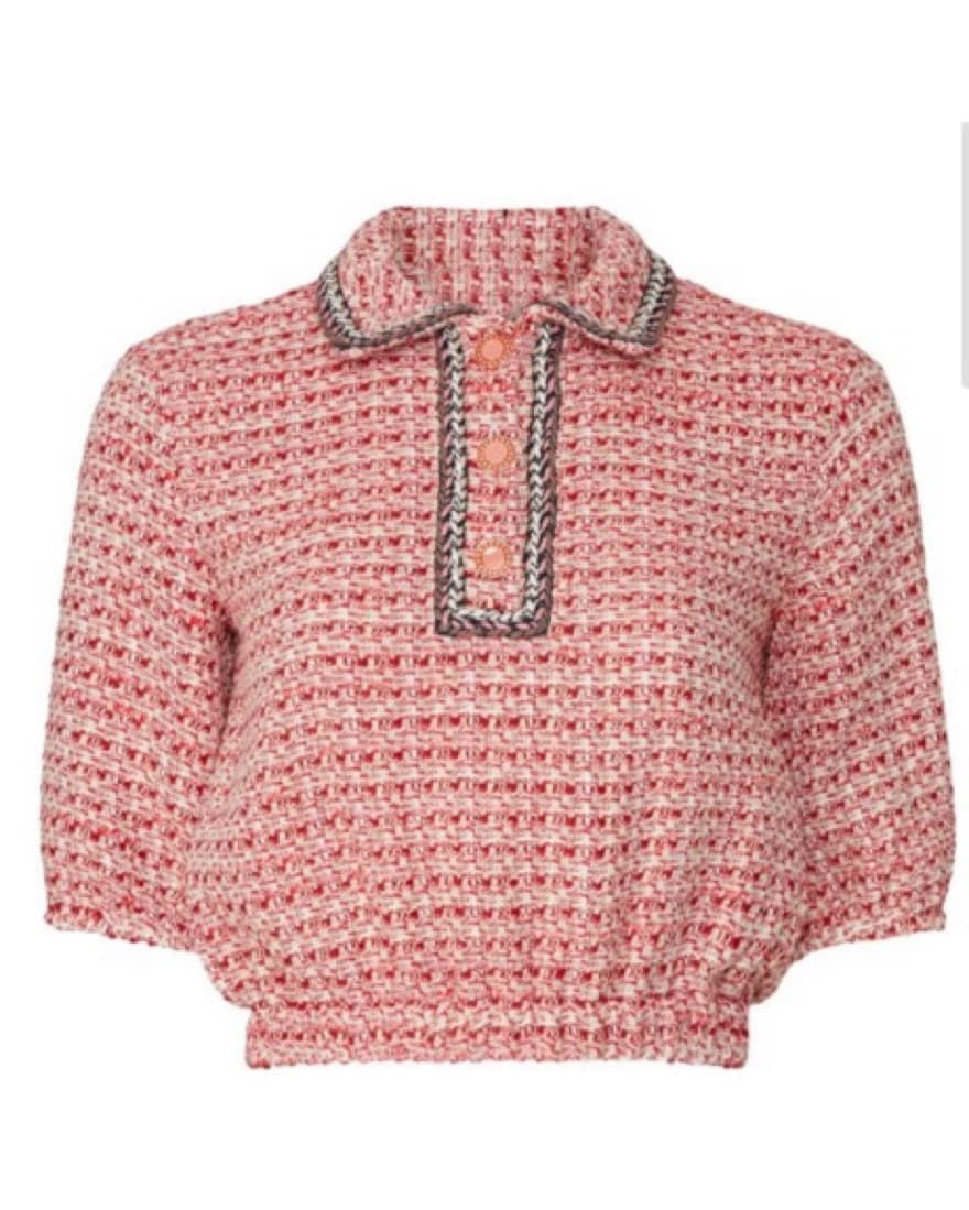 Maje Lenetia Cropped Tweed Polo - Image 2
