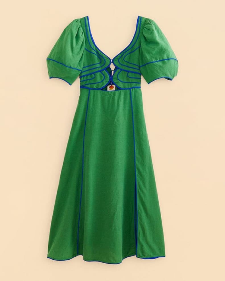Farm Rio Topstitch Linen Midi Dress  - Image 4