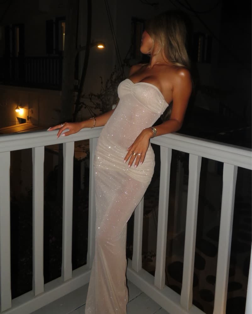 Glitter Maxi Champagne Dress - Image 1