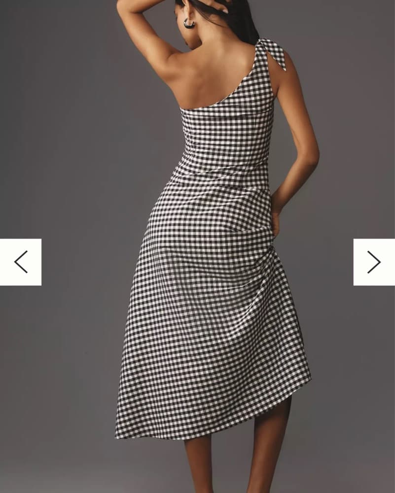 Chic Gingham One-Shoulder Midi Dress - Image 2