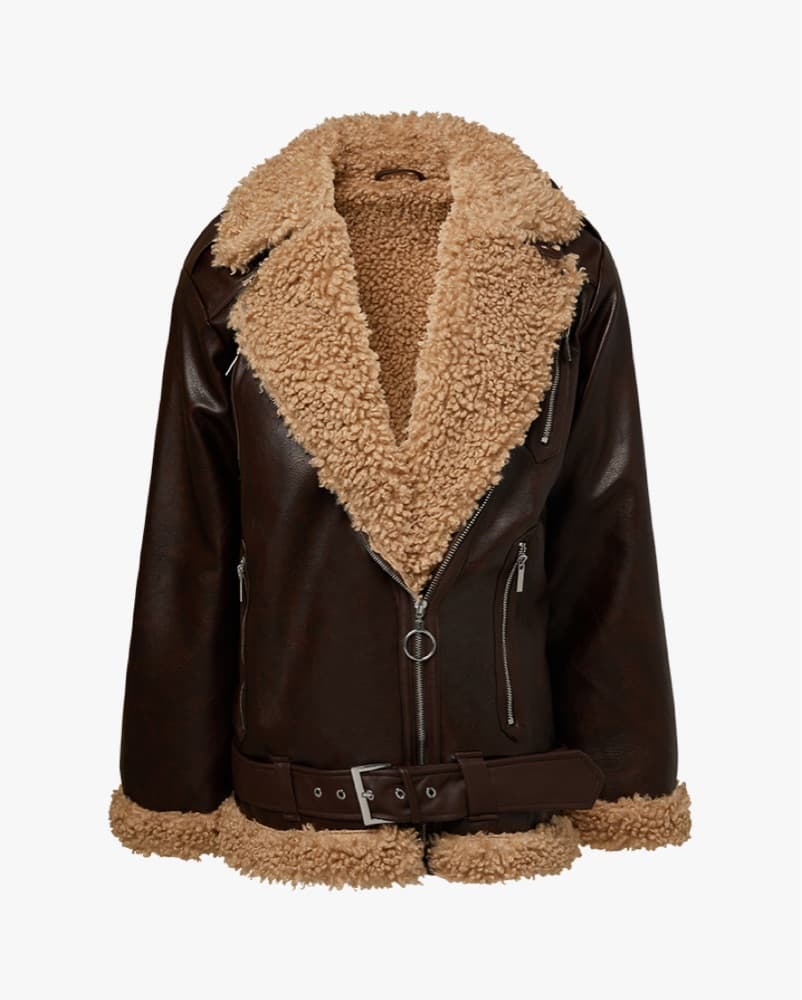 Oversized Faux Sherpa Moto Jacket  - Image 2