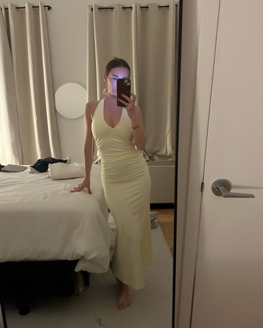 Butter Yellow Halter Dress - Image 2