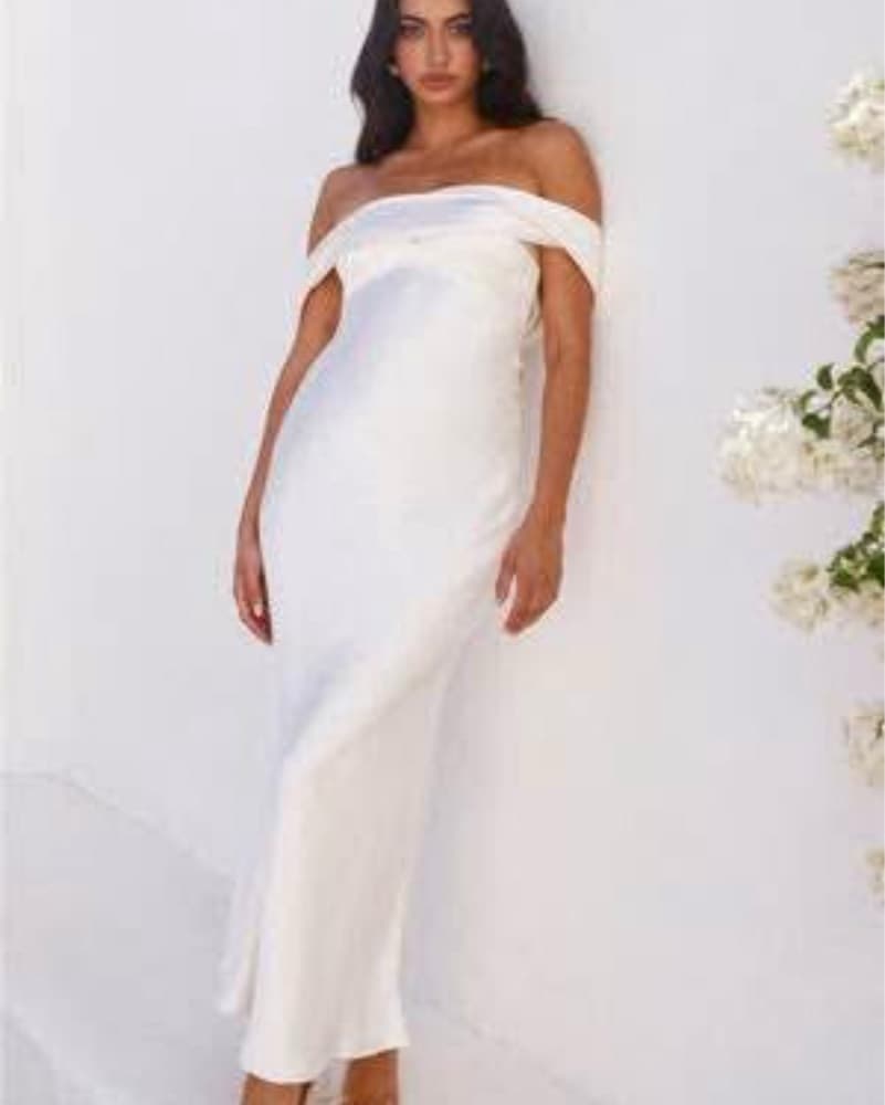 Precious Pearl Satin Maxi Dress - Image 1