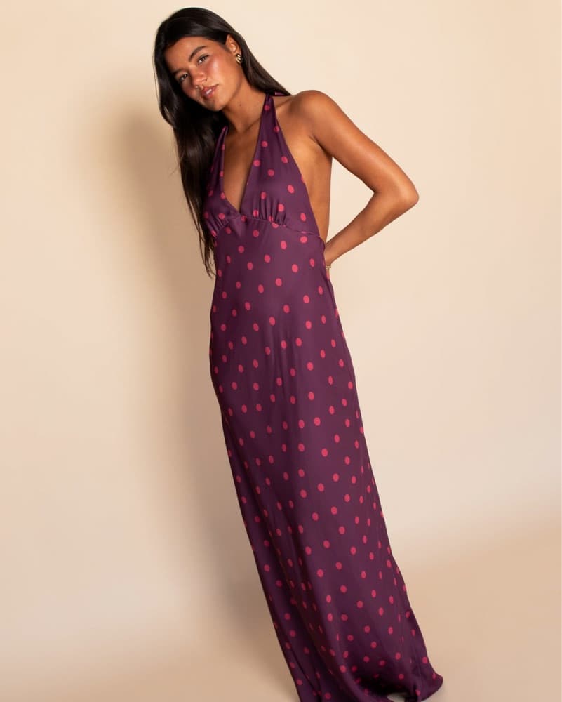 Skatie Purple Polka Dot Maxi Dress - Image 2